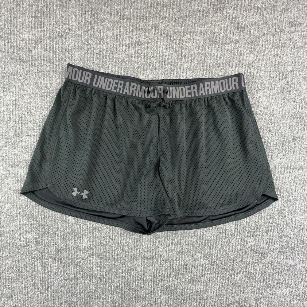 Under Armour Shorts Mens Large Black HeatGear Mesh 4 Inseam Lined Running Gym